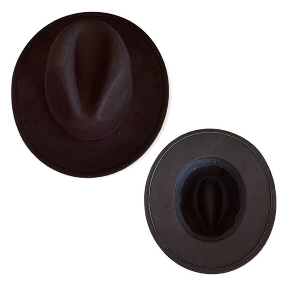 Black Tall Dented Crown Gold Chain Rope Hat Band Fedora Hat NEW - Picture 4 of 5